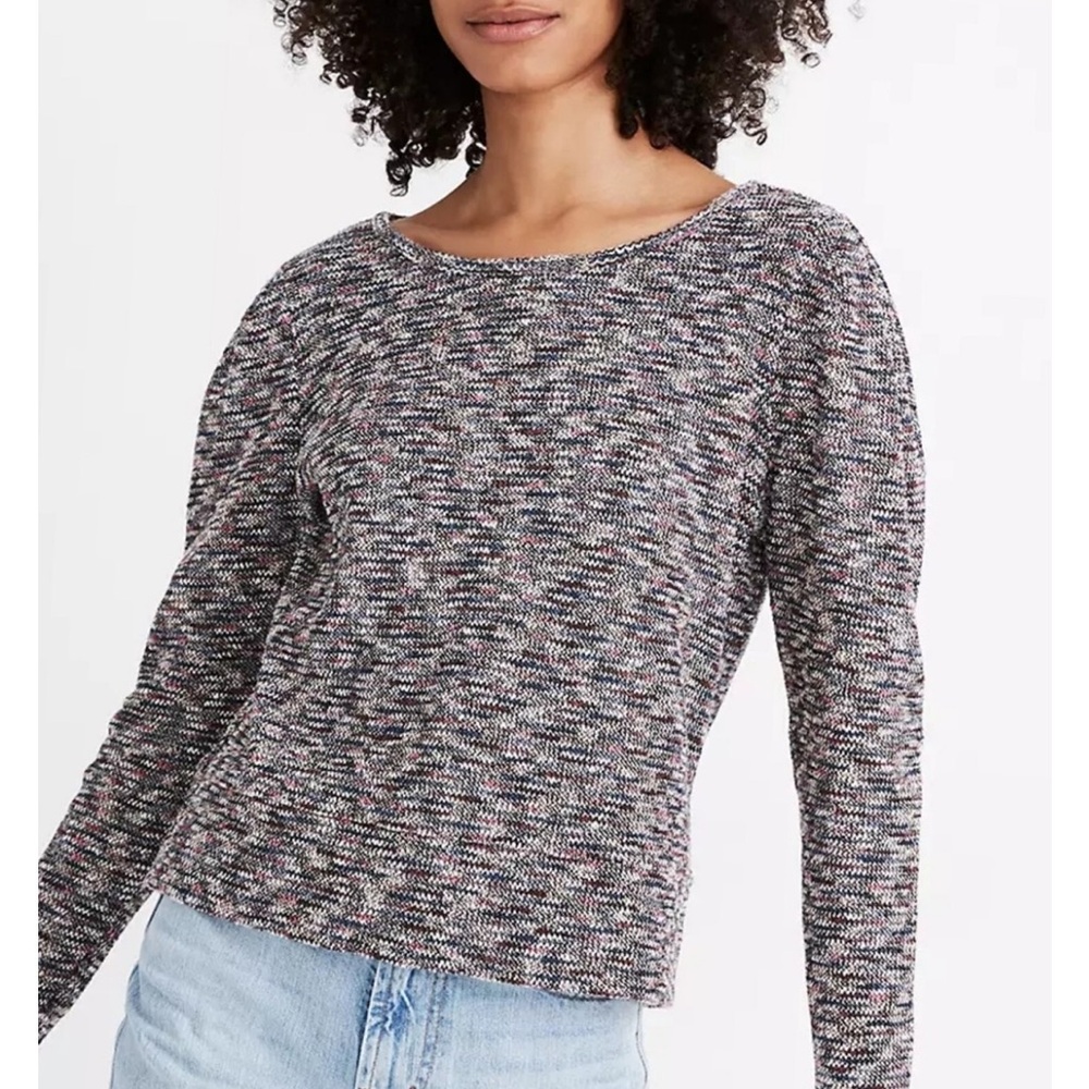 Madewell Womens Size Large Multi Knit Pleated Puff Shoulders Top